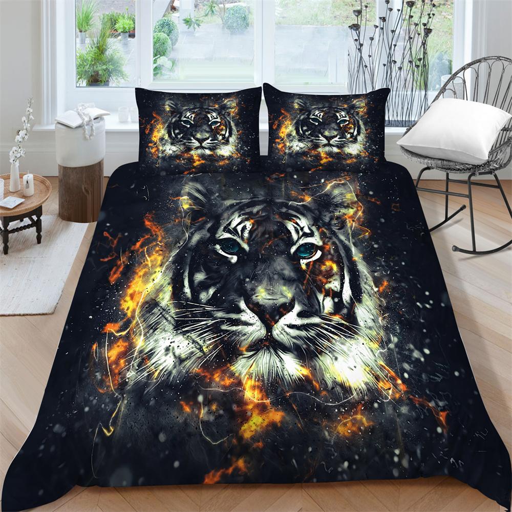 Bettwäsche-Sets, cooler Tiger-Druck, Bettbezug-Sets, Teenager-Schlafzimmer, Bettwäsche, Kissenbezüge, Tagesdecken, atmungsaktiv