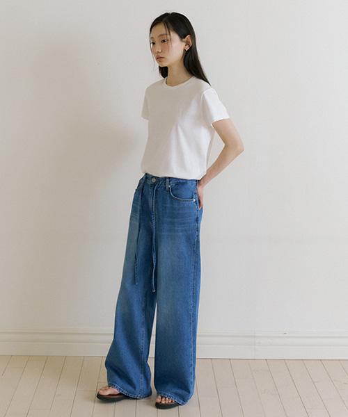Lingseoul Wide String Denim Pants