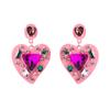 Women's Study Earrings Creative Exaggeration Alloy Spray Paint Rhinestone Inlaid Crysrtal Love Heart Temperament Earrings