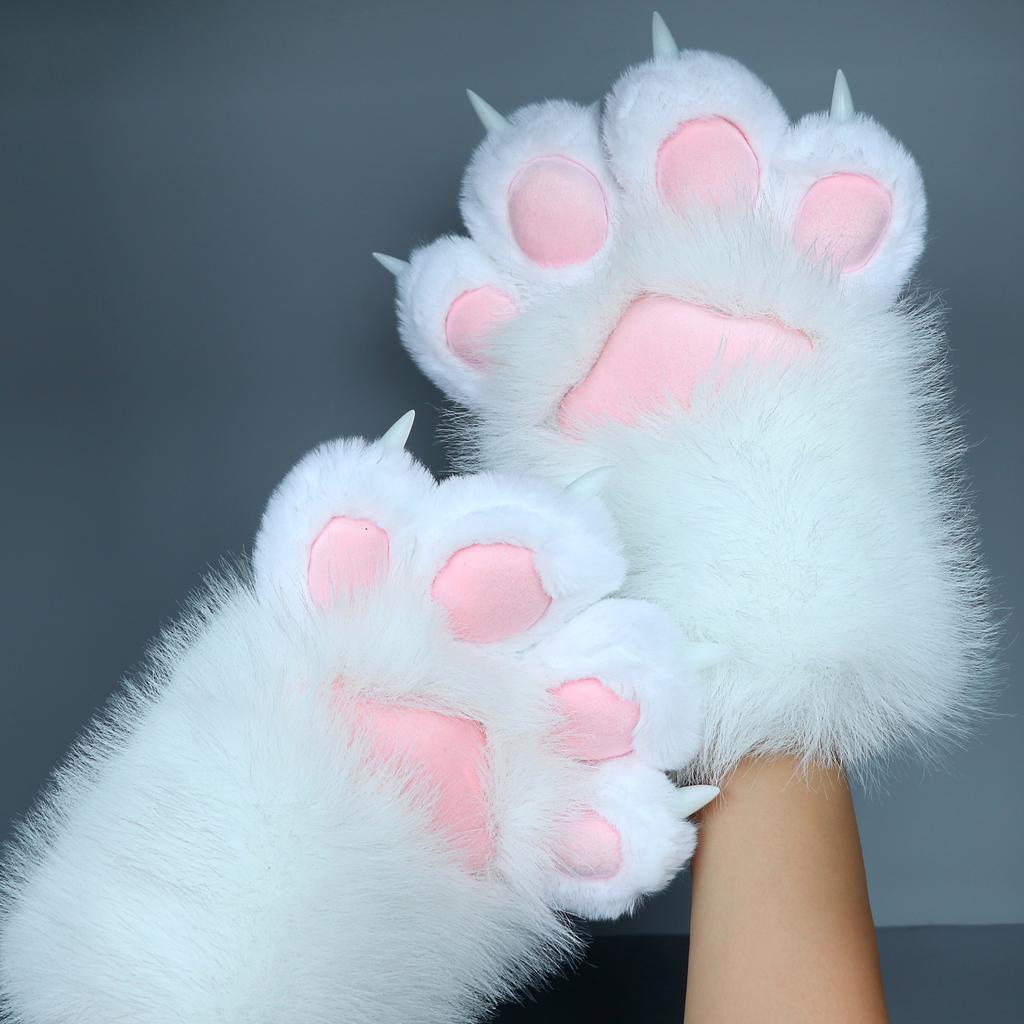 Kawaii Cartoon Cosplay Kostüm Handschuhe Fellige Fursuit Plüsch Katzenpfoten Handschuhe Quietschend Kig Warm Cosplay Requisiten Geschenke