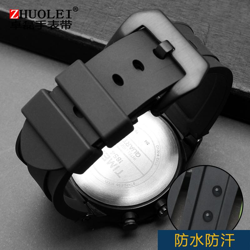 For Timex E-tide Compass Wrist Band T2N739 T2N720 T2N721 Convex Mouth 16mm Strap Waterproof Silicone Men's Watchband Bracelet
