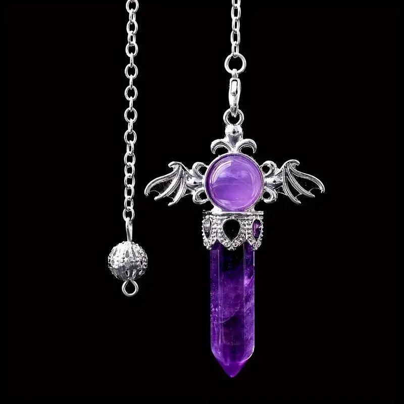 Natural Stone Angel Hexagonal Crystal Pendant - European-American Style