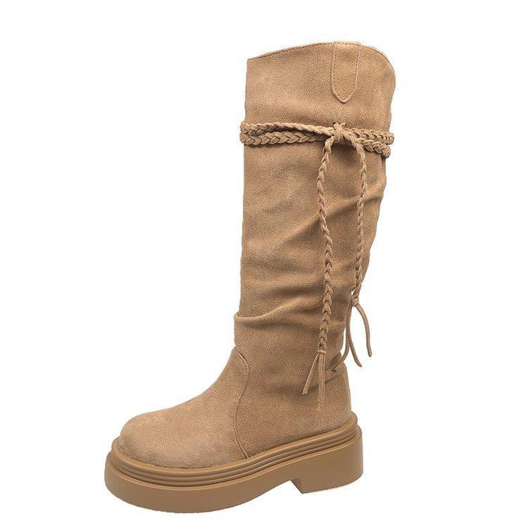 

Коричневые ботинки Maillard на толстой подошве женские 2025 новая осень и зима пустошь ветер куча ботинок высокие рыцарские ботинки 40 коричневый