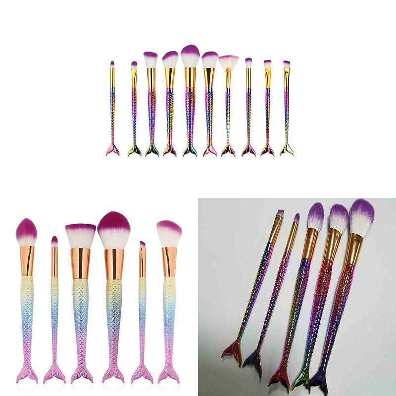 Wunderschönes Meerjungfrauen-Make-up-Pinselset mit Nylonborsten für makellosen Auftrag und stilvolles Design