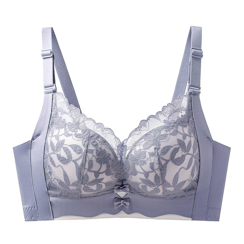 

Flower lace chest deep V underwear crescent strip W-shaped invisible support three-dimensional palm cup U-shaped beautiful back bra 75A