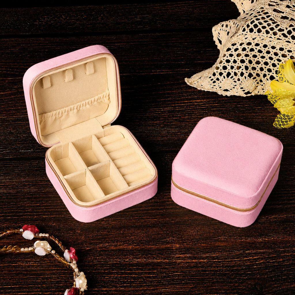 Elegant Velvet Jewelry Box with Mirror for Necklaces, Rings, and Earrings