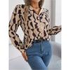 Spring and Summer Commuting Temperament Contrasting Striped Suit Collar Long-sleeved Shirt