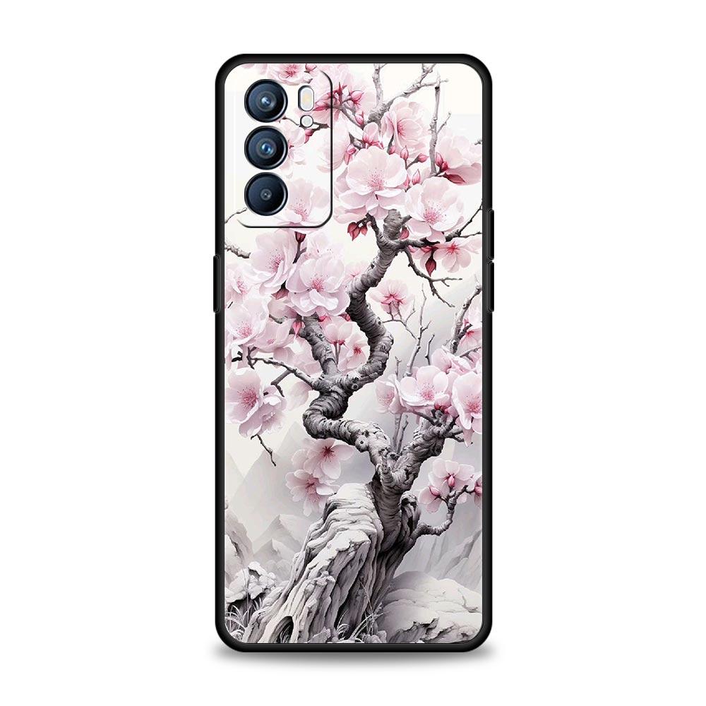 Cherry Blossom Tree Phone Case For Oppo Reno8 Reno7 Reno6 Pro A54 5G Find X6 X5 A53 A52 A9 A15 A95 A17 A16 A76 A74 A57 A31 Cover