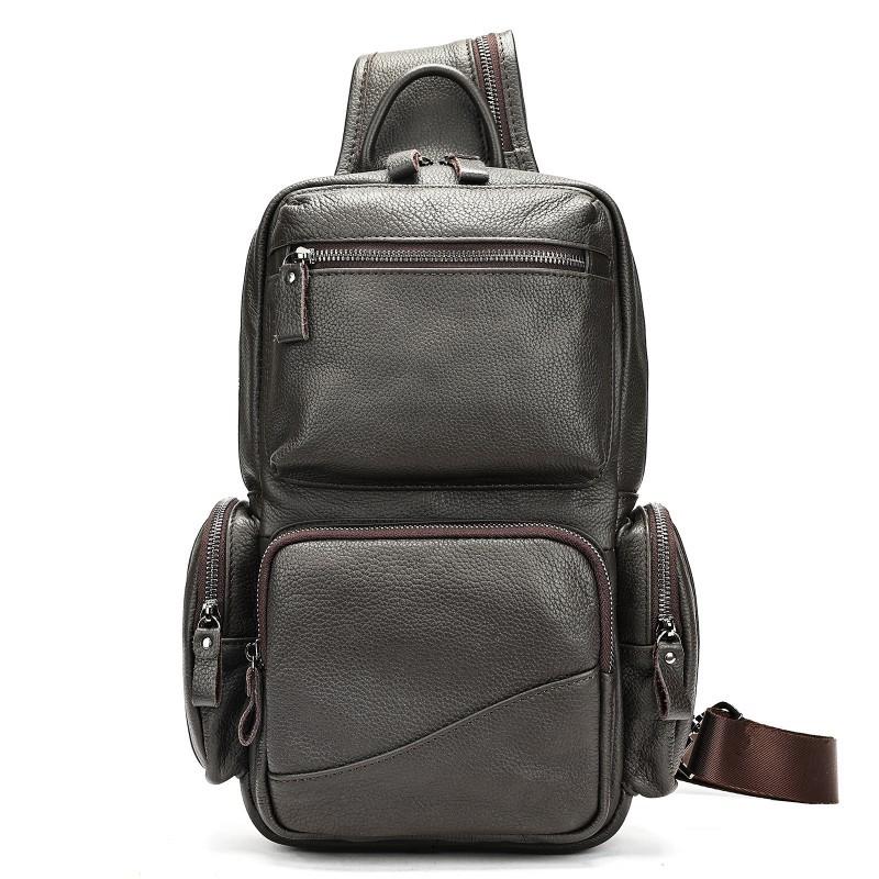 Retro Crazy Horse Leather Chest Bag Cross Border Men s Large Capacity Single Shoulder Crossbody Fashion Genuine High End Feel
