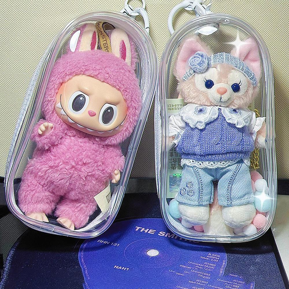 1PC Rubberized Doll Protection Cover, Transparent Pvc Dust-Proof Display Bag, Outdoor Storage Box For Labubu
