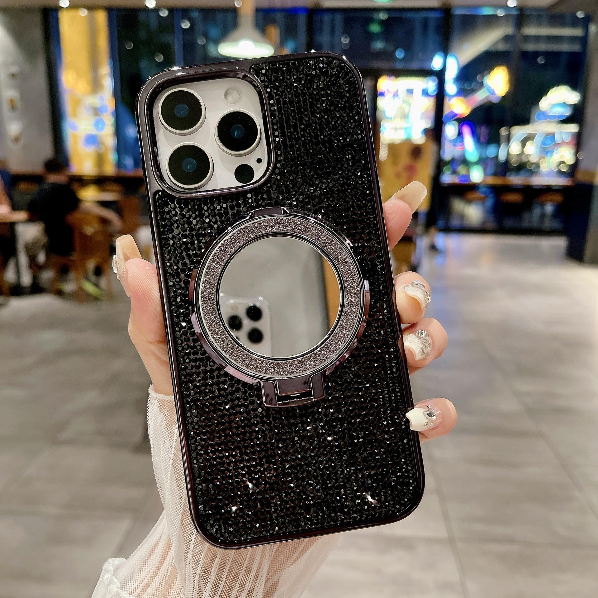 

Luxury Rhinestone Magnetic Bracket Phone Case for IPhone16 Case 15promax Protective Case S24ultra For Samsung s24ultra