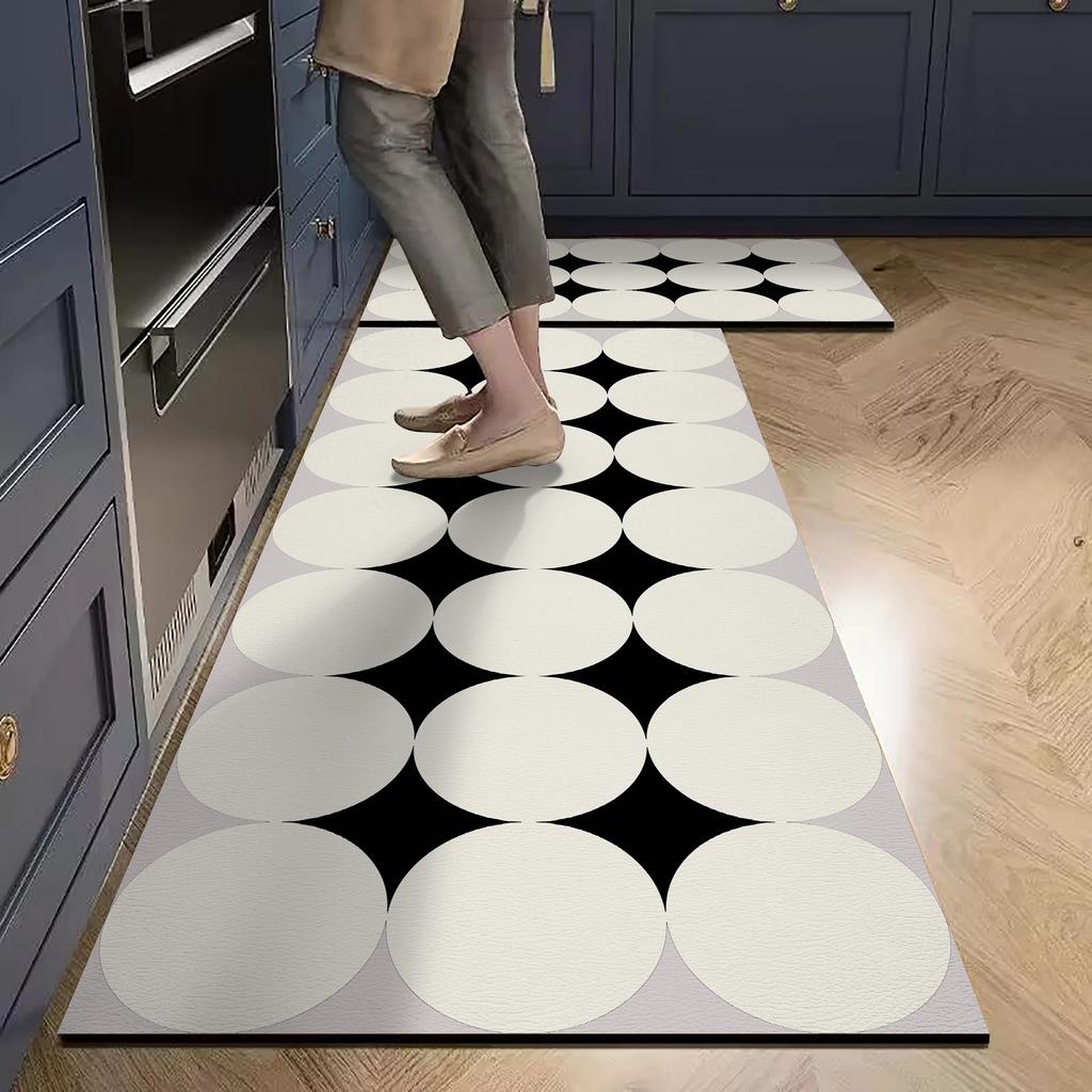 Modern Minimalist Kitchen Mats Waterproof Anti-Fouling Pvc Oil-Proof Soft Carpet Easy Care Balcony Non-Slip Rugs Tapis