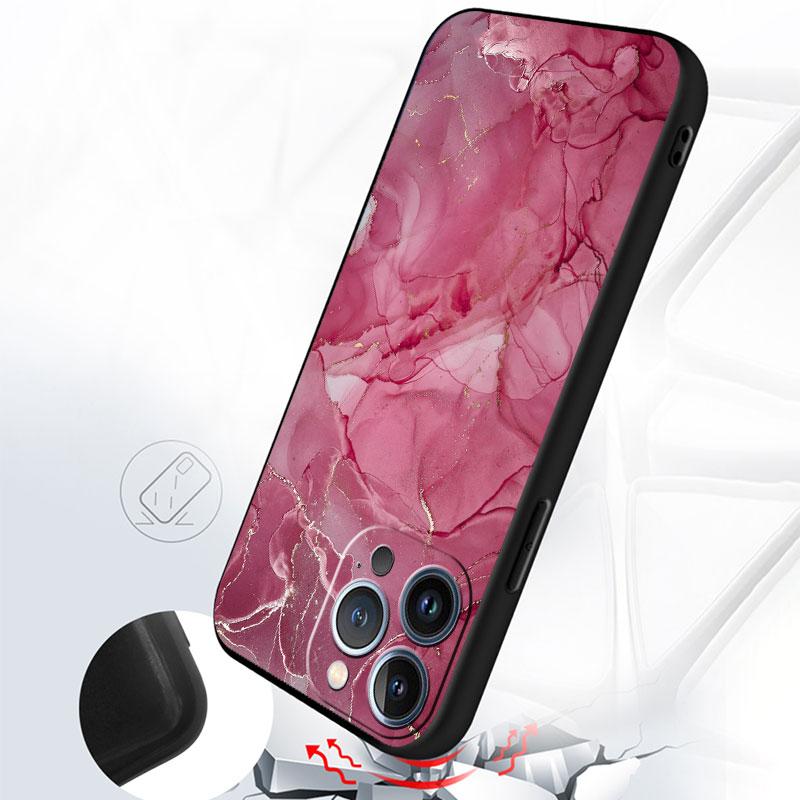 Case For Apple iPhone 11 13 12 14 Pro 7 Plus XR X XS Max 6 6S 13Pro SE 2022 Black Silicone Phone Funda Marble Pattern