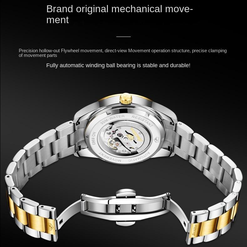 Relógios JINSHIDUN Relógio Mecânico de Calendário Duplo Masculino para Negócios à Prova d'Água Relógio Masculino de Negócios Relógio Masculino
