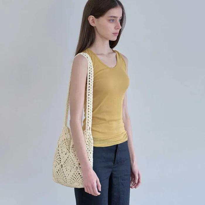 Pineapple Shoulder Bag _ Cream (Pineapple Handmade Crochet Shoulder Bag)