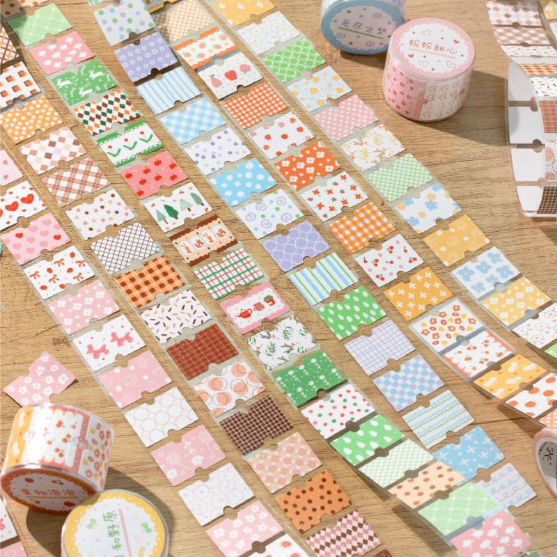1 Roll 3x200cm Kawaii Cartoon Decorative Label Tape, Adorable Prints & High Adhesion, Perfect for Journal Embellishment