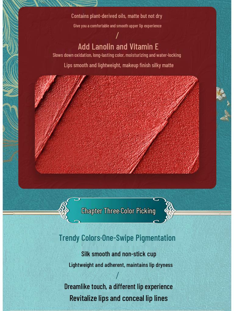 Lan Yi Langanhaltender Wasserfester Matter Lippenstift - Zimtmilchtee Bohnenpaste Farbe, Nicht-Klebrig, Nicht-Verblassend.