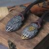 Nordic Viking Bear Claw Valknut Necklace Stainless Steel Pendant with Wooden Box Mens Gift Vintage Jewelry