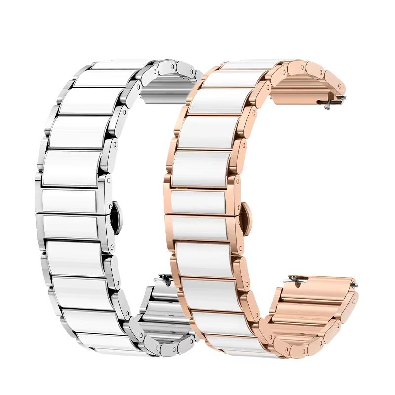 18mm Smart WatchBand For Huawei 41mm GT6/GT5 strap GT4 Imitation Ceramic White rose Watch GT5 Pro Women's 42mm Fashion Bracelet