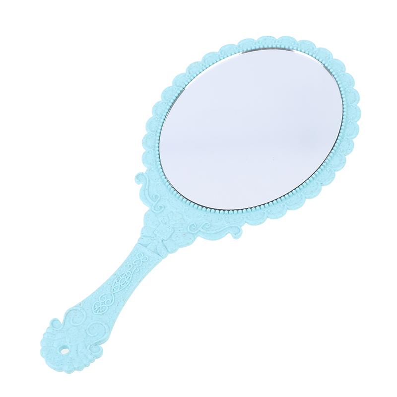 מראה איפור ידנית מגולפת וינטג' מראה ידנית עם ידית קוסמטיקה