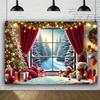 1pcs Winter Wonderland Christmas Background Cloth  Featuring Trees  Gifts  and Snowflakes  Suitable for Halloween