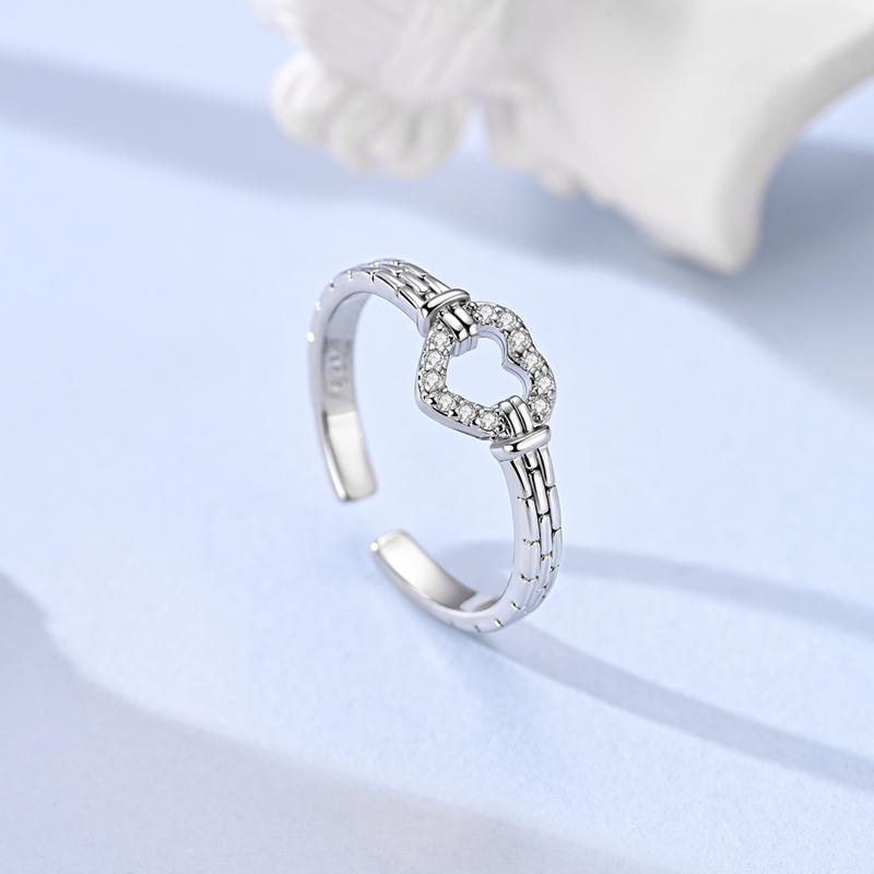 Original 925 Silver Ring Sparking Bear Bow Wing Rose Open Rings for Women Girls Jewelry Birthday Anniversary Engagement Gifts
