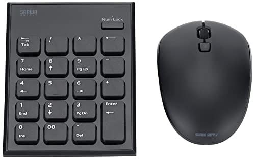 Sanwa Supply Wireless Keypad and Mouse Set, Quiet, USB A Connection, Black, NT-WL23SETBK