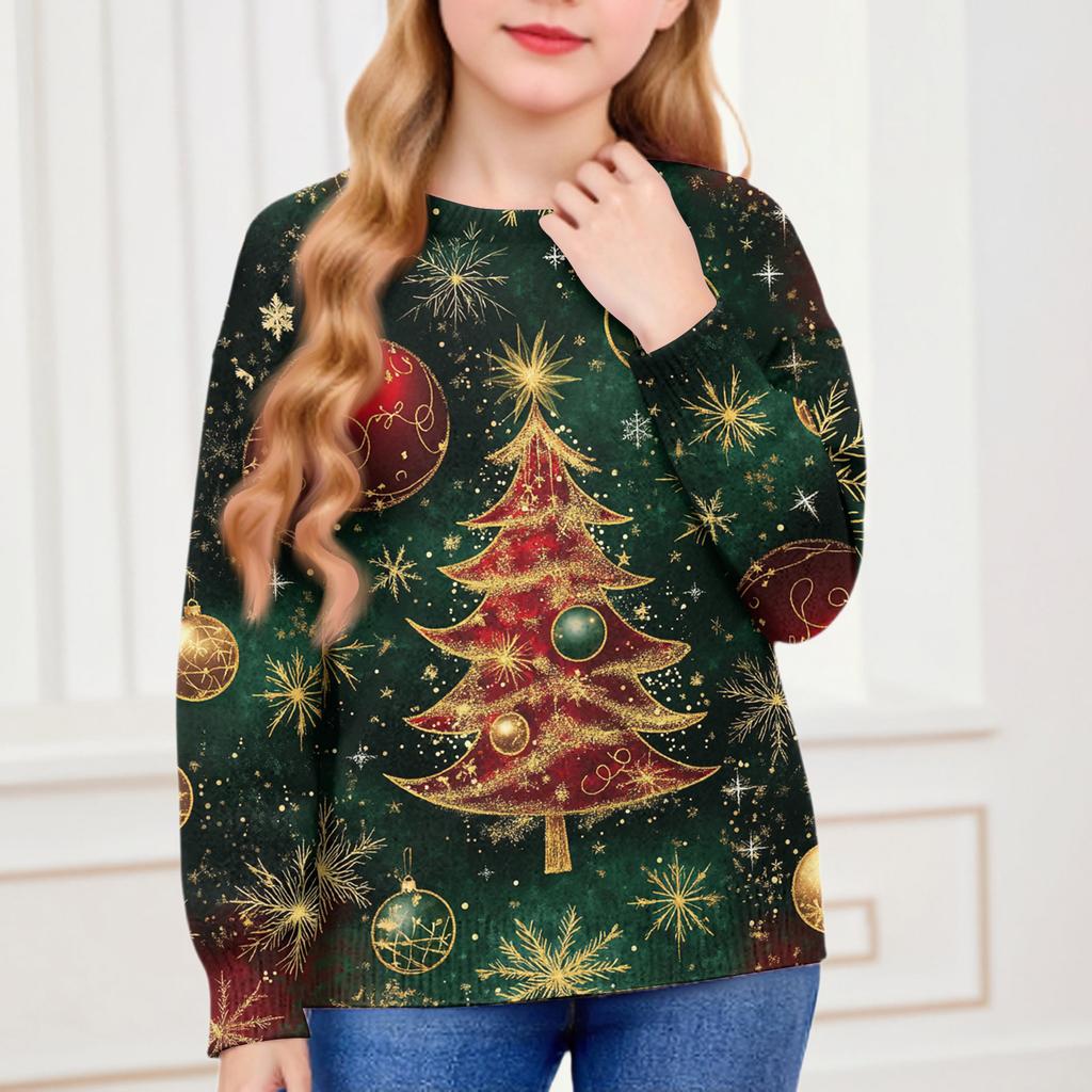 Christmas Day Sweatshirts For Children Boys And Girls Knit Sweater Cute Shirt Fall Crewneck Pullover Tops