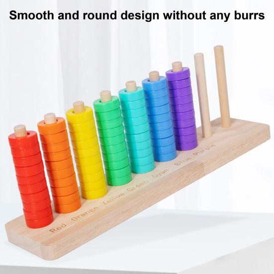 Wooden Rainbow Ring Toss Game Preschool Learning Color Matching Stacking Challenge Game Toddlers Educational Color Sorting Sequencing Toy