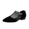 Scarpe da donna in mesh Primavera stile coreano Tacchi bassi Punta a punta sexy Tacco quadrato Calzature femminili nere di grandi dimensioni