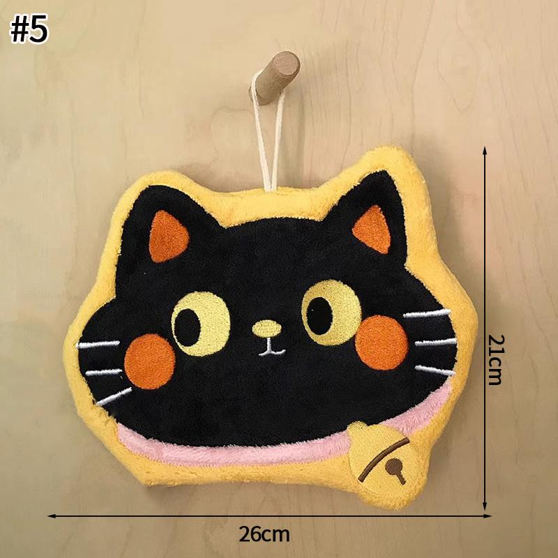 Cartoon Kawaii Kitten Hand Towel Super Absorbent Washing Hand Cloth Kitchen Bathroom Wall Hanging Towels Soft Handkerchief Rag