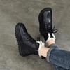 Johnature Thick Sole Wool Boots Thickened Warm Cotton Boots Genuine Leather Retro Women Short Boots