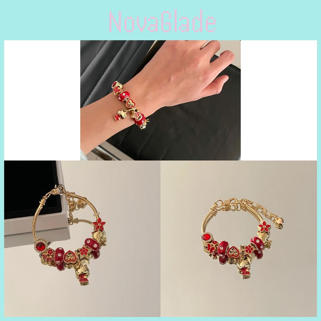 Hello Kitty Beaded Jewelry Necklace With Charm For Gift And Casual Wear