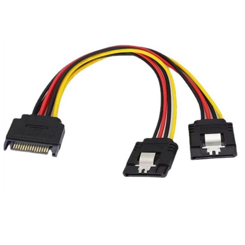 SATA 15Pin Power Cable Splitter 1 Male to 2 Female Plug Extend Wire Adapter with Lock Buckle Sata Power Supply Cord PC SSD Line