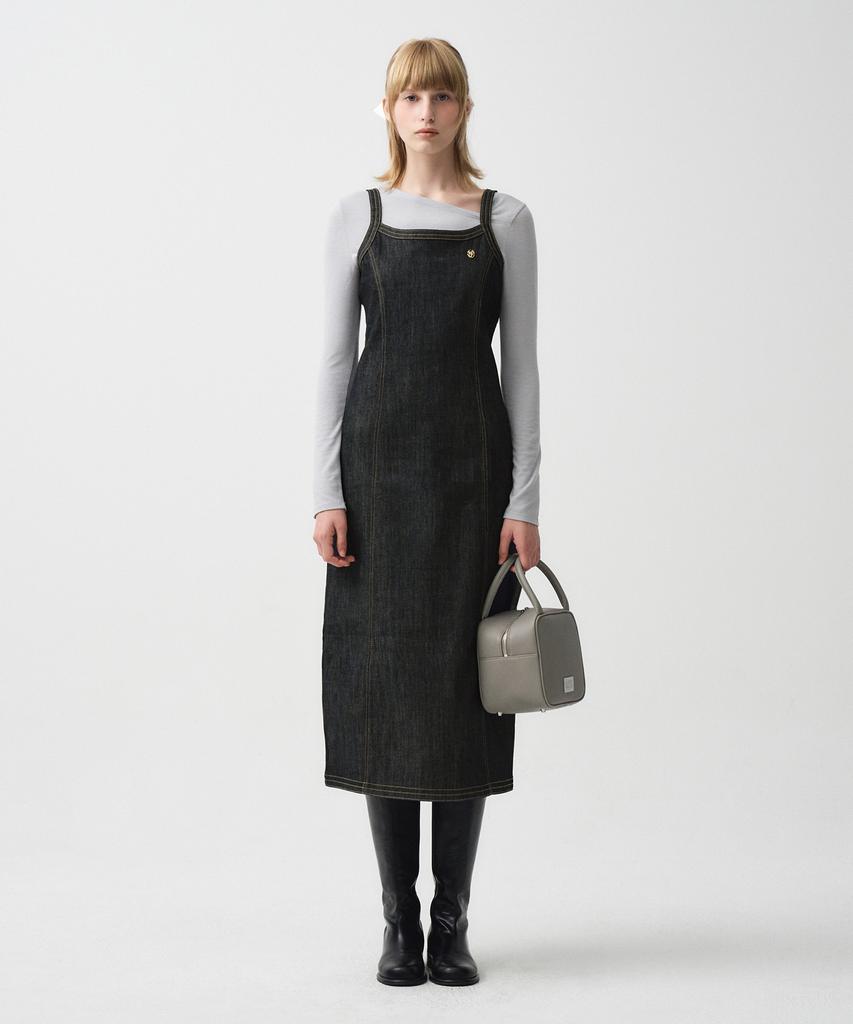 Malittepeulangsowajeobeo W Slim Fit Sleeveless Denim Dress Dark Blue