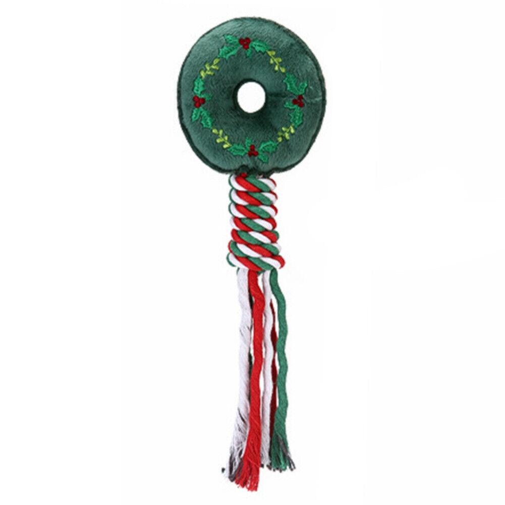 Christmas Pet Dog Chew Toys Braided Cotton Rope Santa Xmas Tree Snowman Gift DH