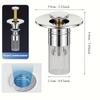 Stainless Steel Removable Strainer Basket Bathroom Sink Drain Strainer, Pop-up Sink Drain Strainer Hair Catcher for Bathroom Sink Stopper Replacement