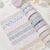 Retro Floral Glitter Glue Tape Stickers: Gentle Atmosphere, Synthetic Paper, Light Salt Flower Design for Journals & Background Decoration