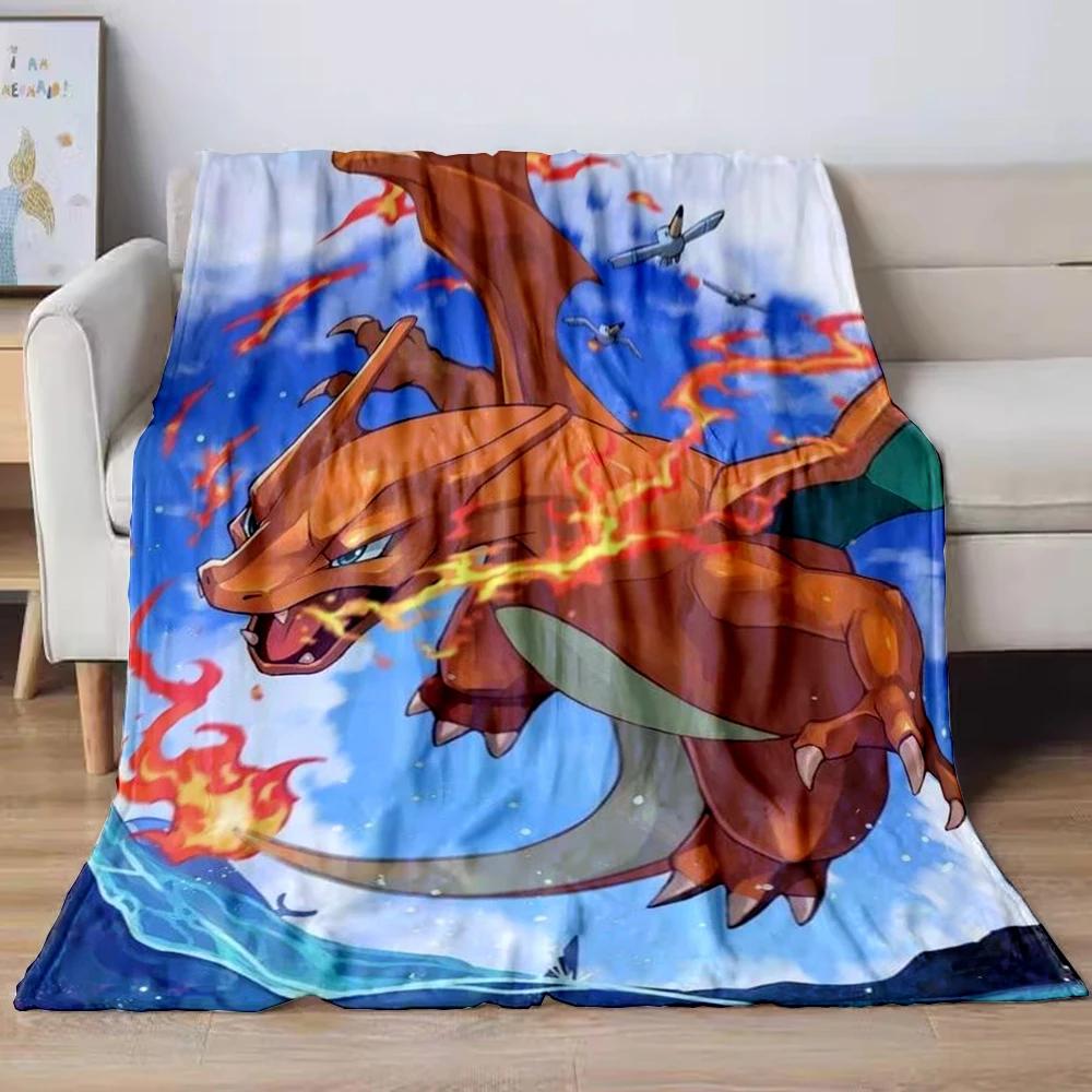 31 Style Anime Pokémon Charizard Cartoon Flannel Blanket for Sofa Home Sofa Student Blankets Children Student Nap Girl Kids Gift