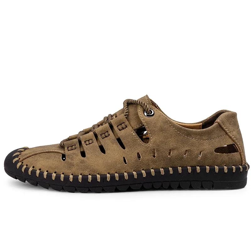 Fashion Summer Men Genuine Leather Sandals 2025 New Business Casual Shoes Men Outdoor Beach Sandals Roman Men Summer Water Shoes Hombre