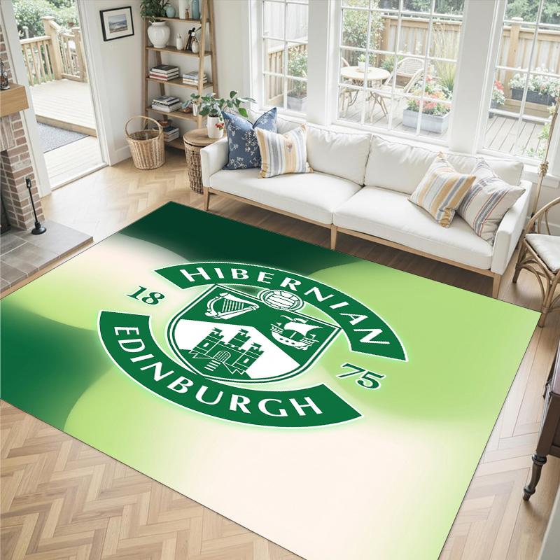 Hibernian FC Design Crystal Velvet Carpet Cozy Non?Slip Printed Rug For Bedroom Living Room Entrance