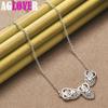 925 Sterling Silver Three Heart Pendant Necklace Chain Jewelry