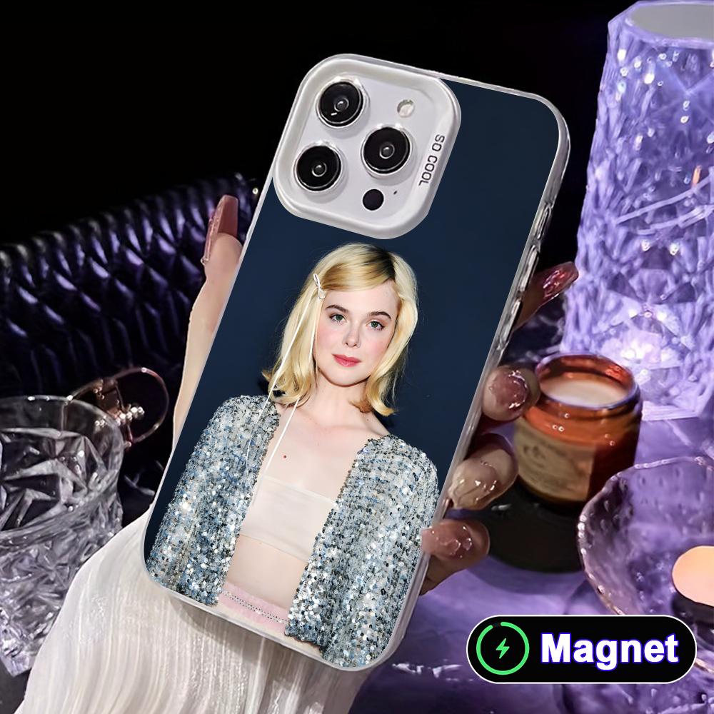 Elle Fanning White Translucent MagSafe Mobile Phone Case for iPhone 17 16 15 14 13 12 11 X XR XS Air Pro Max Plus Cover
