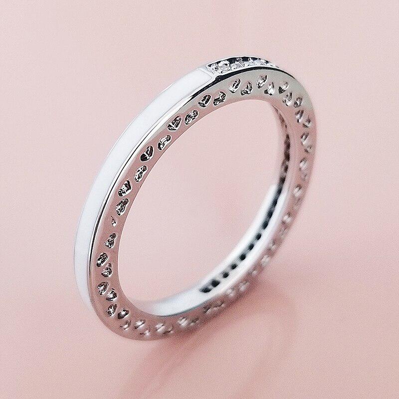 New Trendy Rainbow Simulated Diamond Stackable 925 Sterling Silver Eternity Ring for Women Wedding Finger Band Gift Z30