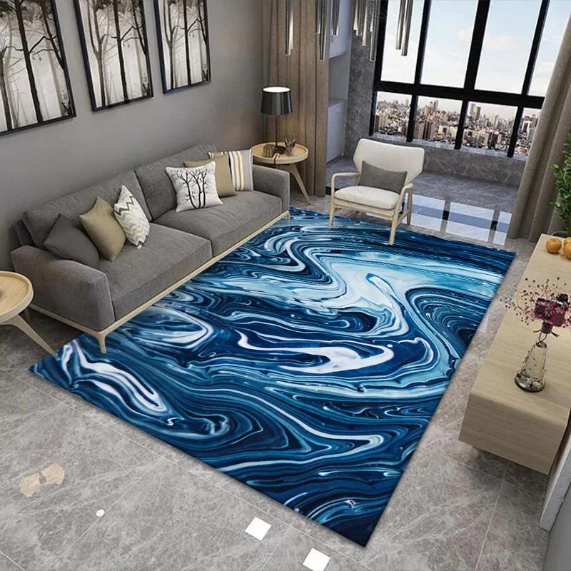 Nordic Light Luxury Marble Living Room Carpet Bedroom Art Abstract Bedside Carpets Kitchen Non-slip Balcony Study Rugs Porch Mat