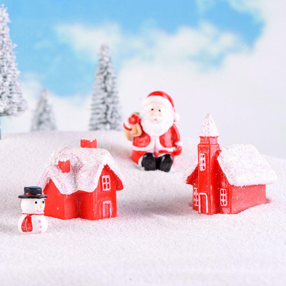 Bonsai Ornament Christmas Decorations Mini House Figurines Villa Model Miniature Snowcap Cottage