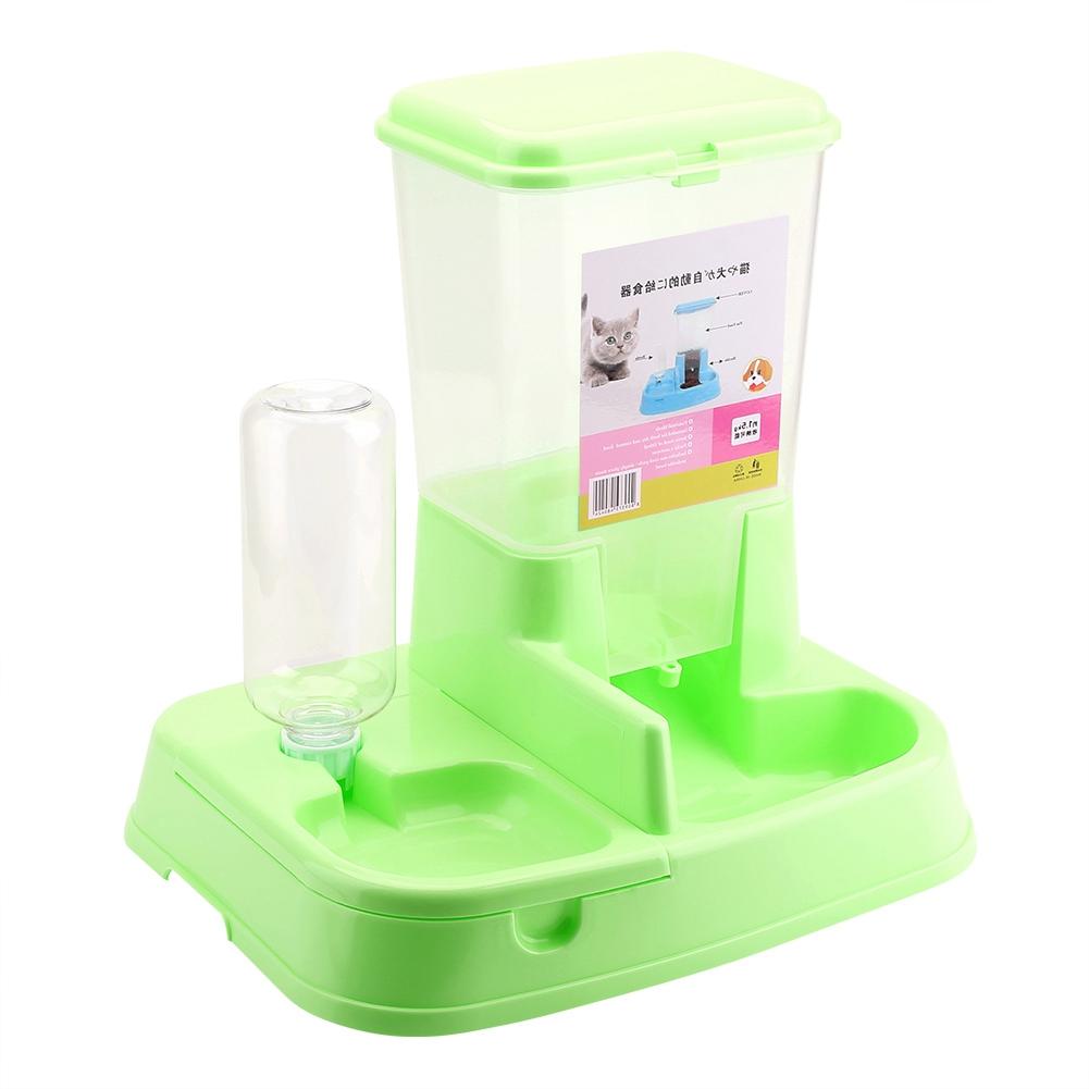 Automatic Pet Feeder Detachable Food Dispenser Water Bottle Cats Dogs Feeding Tool Pink