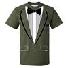 Tailcoat Printing T Shirt Men Street Funny Cosplay Short Sleeve T Shirts Fake Tie Captain Clothes Fashion Trend Top