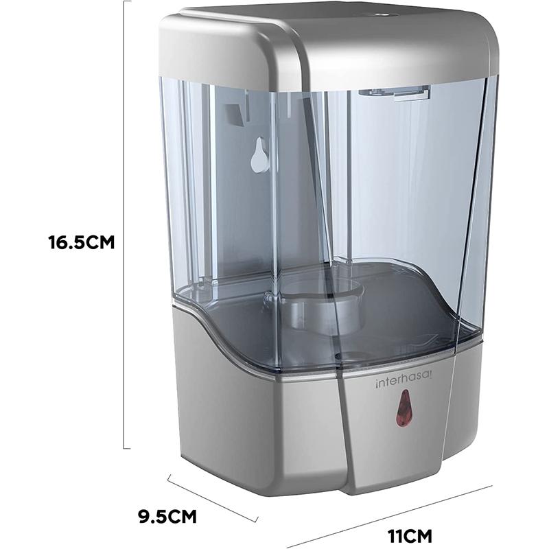 

интерхаса! Диспенсер для мыла Бесконтактный дозатор дезинфицирующего средства для рук Настенный 600 мл Автоматический дозатор мыла для кухни для коммерческих целей серебряный