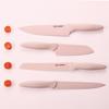 7 Pieces Pink Coding Carbon Steel Kitchen Knife Set with with Scissors and Sheaths